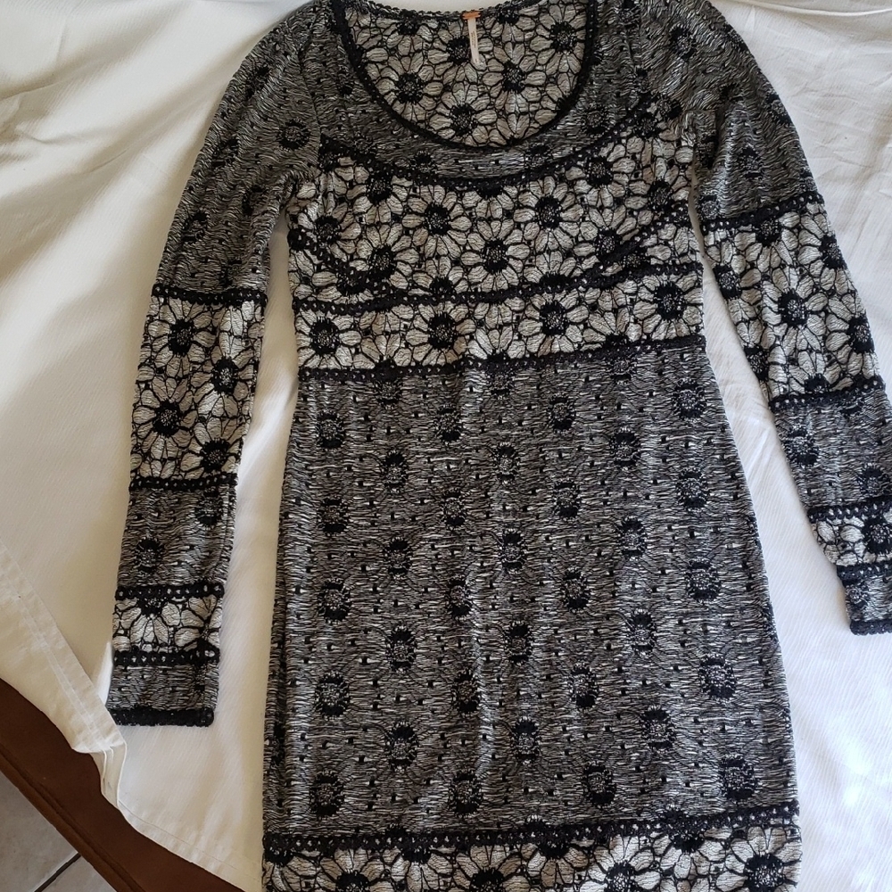 FREE PEOPLE Elegant Black and Gray  Dress,ZISE S.
